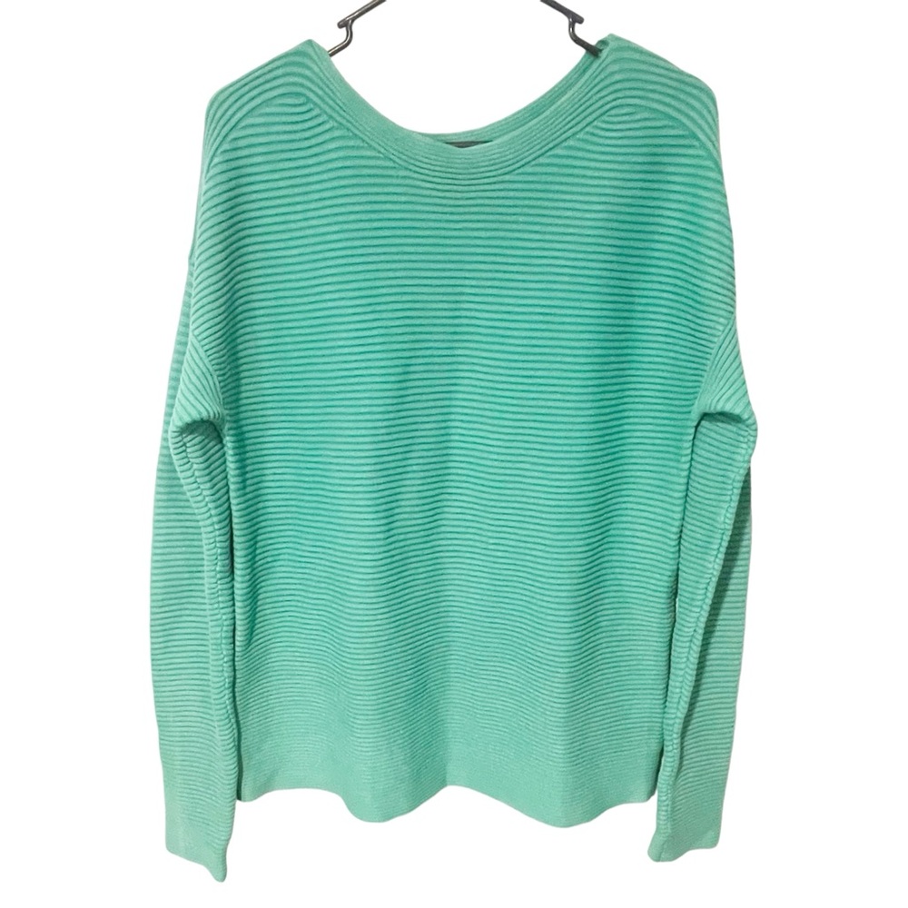Oui Size‎ 8 Green Ribbed Oversized Crewneck Jumper Pullover